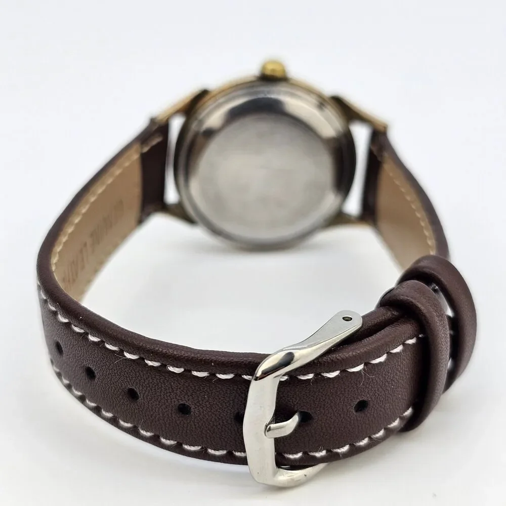 VTG Chrysler Men’s Automatic Watch‎ 34MM Gold Dial Brown Bands READ DESCRIPTION